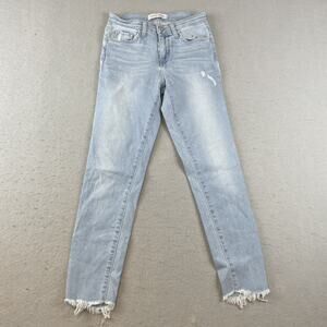 Flying Monkey Y3058 Womens Sz 24 Jeans Light Wash Raw Hem Distresseed